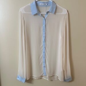 Anne Fontaine Cream Blouse with Blue Details